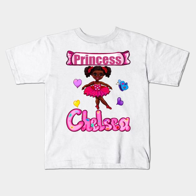 Princess Name Chelsea Personalized girls African American Ballerina Ballet Kids T-Shirt by Artonmytee